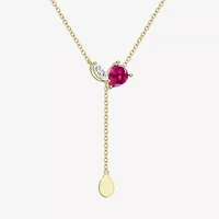 Womens Red Ruby 14K Gold Over Silver 18 Inch Y Necklace