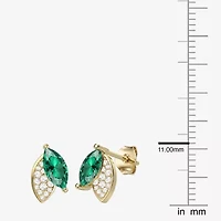 Lab Created Green Emerald 14K Gold Over Silver 11mm Marquise Stud Earrings