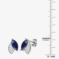Lab Created Blue Sapphire Sterling Silver 11mm Marquise Stud Earrings