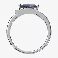 Womens Lab Created Blue Sapphire Sterling Silver Marquise Cocktail Ring