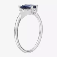 Womens Lab Created Blue Sapphire Sterling Silver Marquise Cocktail Ring