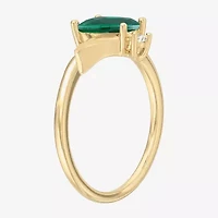 Womens Lab Created Green Emerald 14K Gold Over Silver Marquise Cocktail Ring