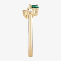 Womens Lab Created Green Emerald 14K Gold Over Silver Marquise Cocktail Ring