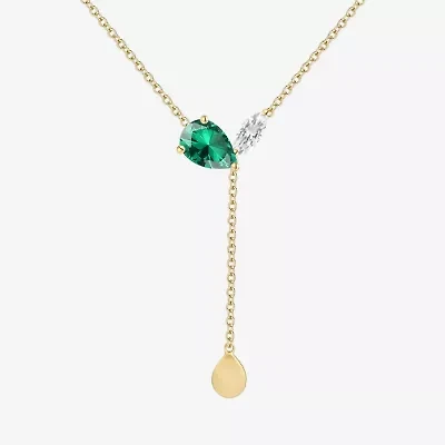 Womens Green Emerald 14K Gold Over Silver 18 Inch Y Necklace