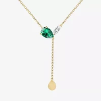 Womens Green Emerald 14K Gold Over Silver 18 Inch Y Necklace