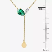 Womens Green Emerald 14K Gold Over Silver 18 Inch Y Necklace