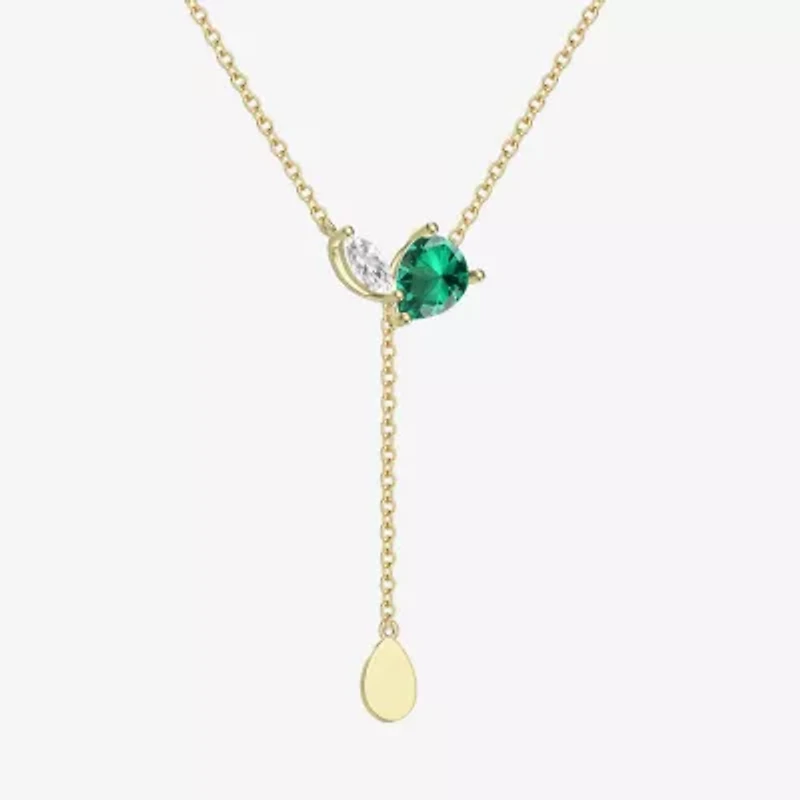 Womens Green Emerald 14K Gold Over Silver 18 Inch Y Necklace