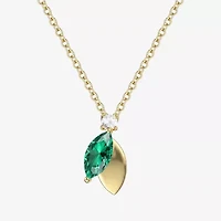 Womens Lab Created Green Emerald 14K Gold Over Silver 18 Inch Pendant Necklace