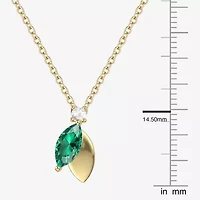 Womens Lab Created Green Emerald 14K Gold Over Silver 18 Inch Pendant Necklace