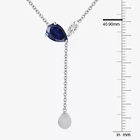 Womens Blue Sapphire Sterling Silver 18 Inch Y Necklace