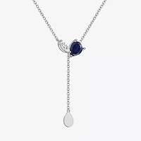 Womens Blue Sapphire Sterling Silver 18 Inch Y Necklace