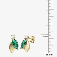 Womens Lab Created Green Emerald 14K Gold Over Silver Marquise Drop Earrings