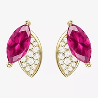 Lab Created Red Ruby 14K Gold Over Silver 11mm Marquise Stud Earrings