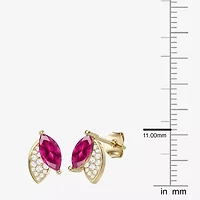 Lab Created Red Ruby 14K Gold Over Silver 11mm Marquise Stud Earrings