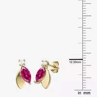 Womens Lab Created Red Ruby 14K Gold Over Silver Marquise Drop Earrings