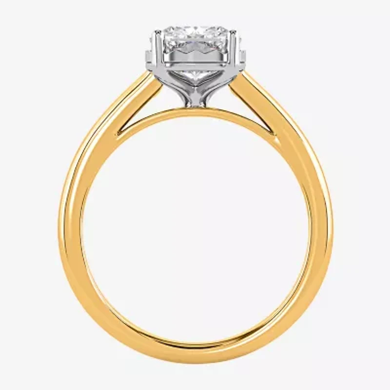 (I / Si2) Womens 2 CT. Lab Grown White Diamond Cushion Solitaire Engagement Ring