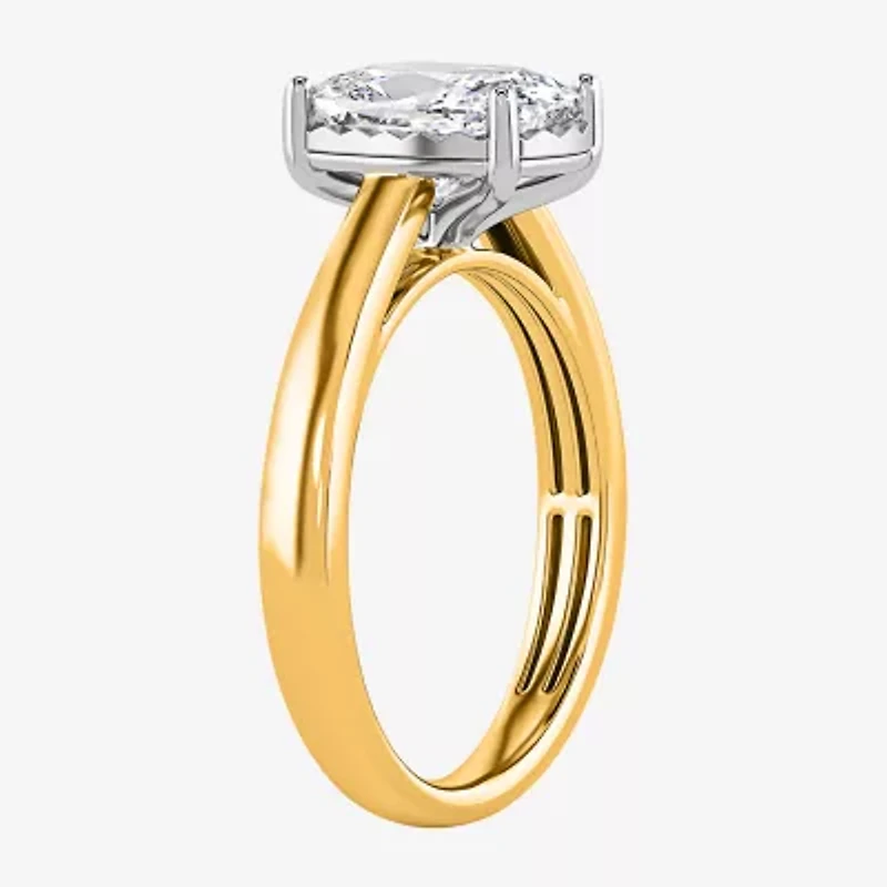 (I / Si2) Womens 2 CT. Lab Grown White Diamond Cushion Solitaire Engagement Ring