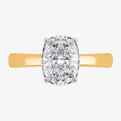 (I / Si2) Womens 2 CT. Lab Grown White Diamond Cushion Solitaire Engagement Ring