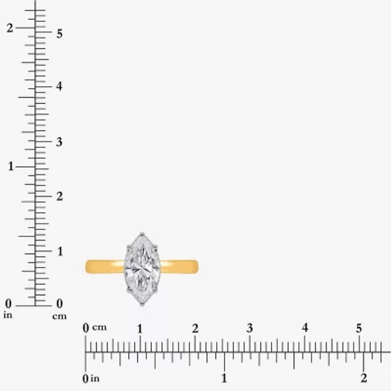 (I / Si2) Womens 2 CT. Lab Grown White Diamond Marquise Solitaire Engagement Ring