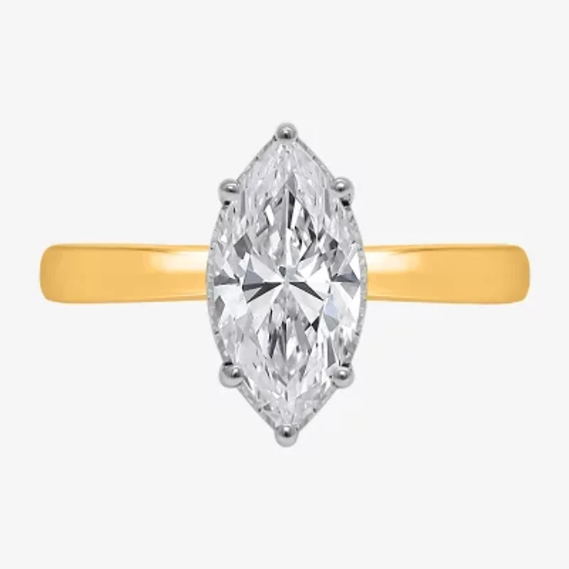 (I / Si2) Womens 2 CT. Lab Grown White Diamond Marquise Solitaire Engagement Ring
