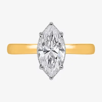 (I / Si2) Womens 2 CT. Lab Grown White Diamond Marquise Solitaire Engagement Ring