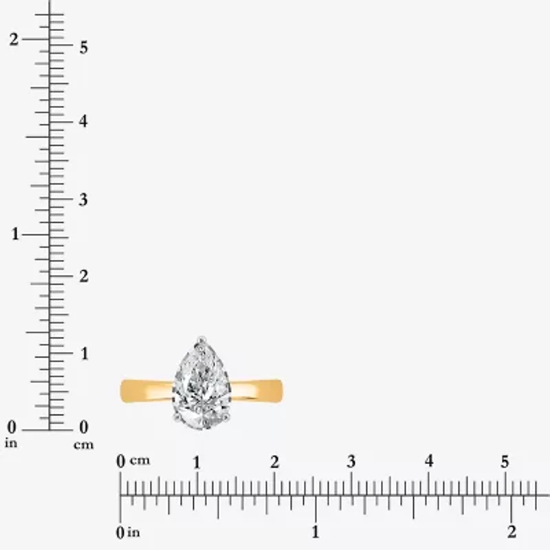 (I / Si2) Womens 2 CT. Lab Grown White Diamond Pear Solitaire Engagement Ring