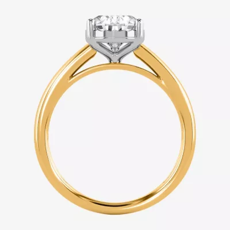 (I / Si2) Womens 2 CT. Lab Grown White Diamond Pear Solitaire Engagement Ring