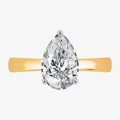 (I / Si2) Womens 2 CT. Lab Grown White Diamond Pear Solitaire Engagement Ring