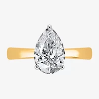 (I / Si2) Womens 2 CT. Lab Grown White Diamond Pear Solitaire Engagement Ring