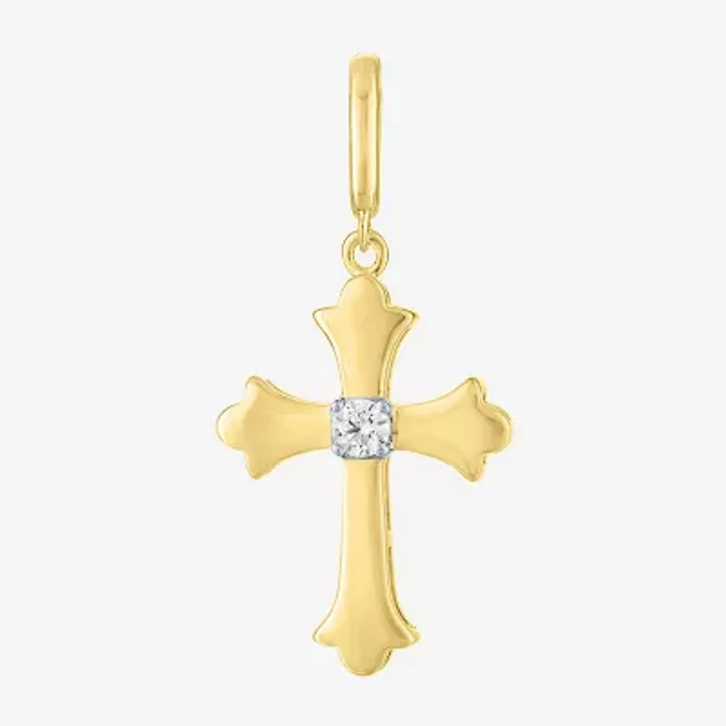 Charmed by Diamond Addiction (G-H / Si2- I1) Womens Accent Lab Grown White 14K Gold Over Silver Cross Pendant