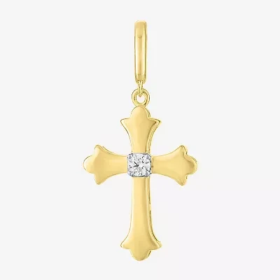 Charmed by Diamond Addiction (G-H / Si2- I1) Womens Accent Lab Grown White 14K Gold Over Silver Cross Pendant