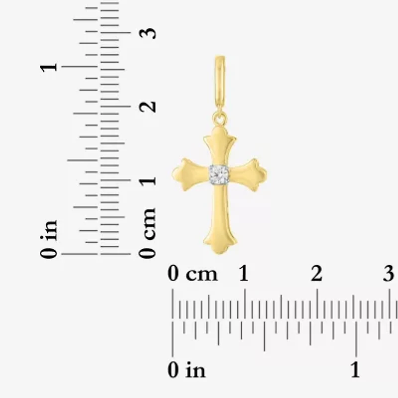 Charmed by Diamond Addiction (G-H / Si2- I1) Womens Accent Lab Grown White 14K Gold Over Silver Cross Pendant