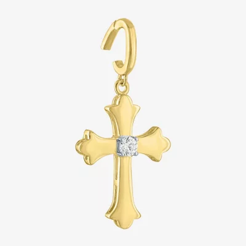Charmed by Diamond Addiction (G-H / Si2- I1) Womens Accent Lab Grown White 14K Gold Over Silver Cross Pendant