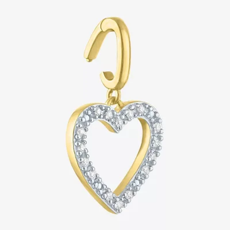 Charmed by Diamond Addiction Heart (G-H / Si2- I1) Womens Accent Lab Grown White 14K Gold Over Silver Pendant