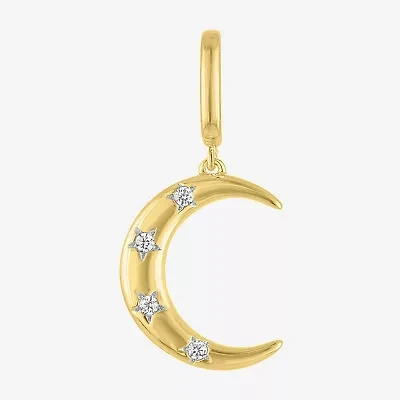Charmed by Diamond Addiction Moon (G-H / Si2- I1) Womens Accent Lab Grown White 14K Gold Over Silver Pendant