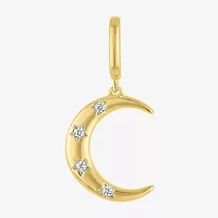 Charmed by Diamond Addiction Moon (G-H / Si2- I1) Womens Accent Lab Grown White 14K Gold Over Silver Pendant