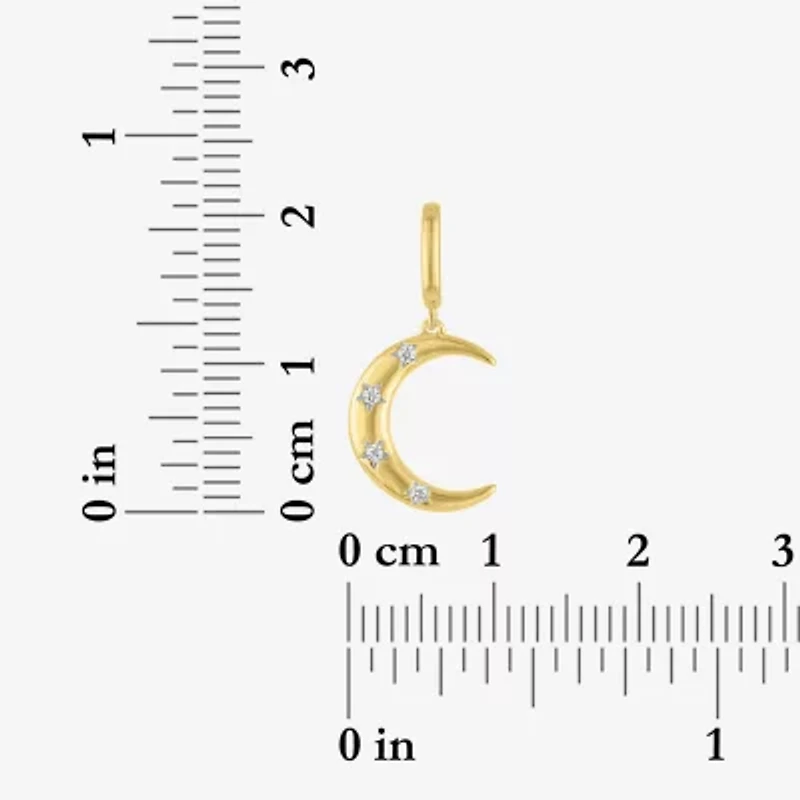 Charmed by Diamond Addiction Moon (G-H / Si2- I1) Womens Accent Lab Grown White 14K Gold Over Silver Pendant