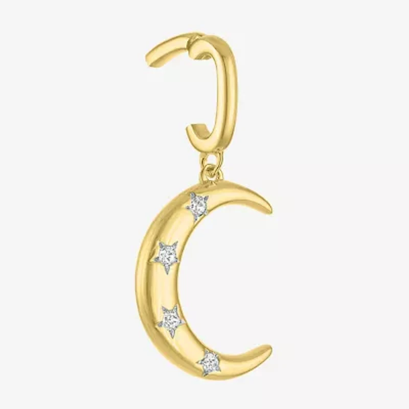 Charmed by Diamond Addiction Moon (G-H / Si2- I1) Womens Accent Lab Grown White 14K Gold Over Silver Pendant