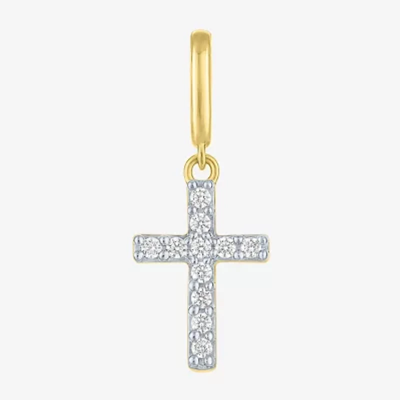 Charmed by Diamond Addiction Cross (G-H / Si2- I1) Womens 1/10 CT. T.W. Lab Grown White 14K Gold Over Silver Pendant