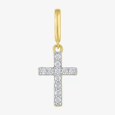 Charmed by Diamond Addiction Cross (G-H / Si2- I1) Womens 1/10 CT. T.W. Lab Grown White 14K Gold Over Silver Pendant