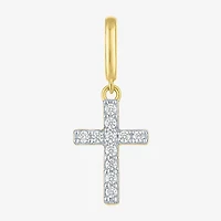 Charmed by Diamond Addiction Cross (G-H / Si2- I1) Womens 1/10 CT. T.W. Lab Grown White 14K Gold Over Silver Pendant