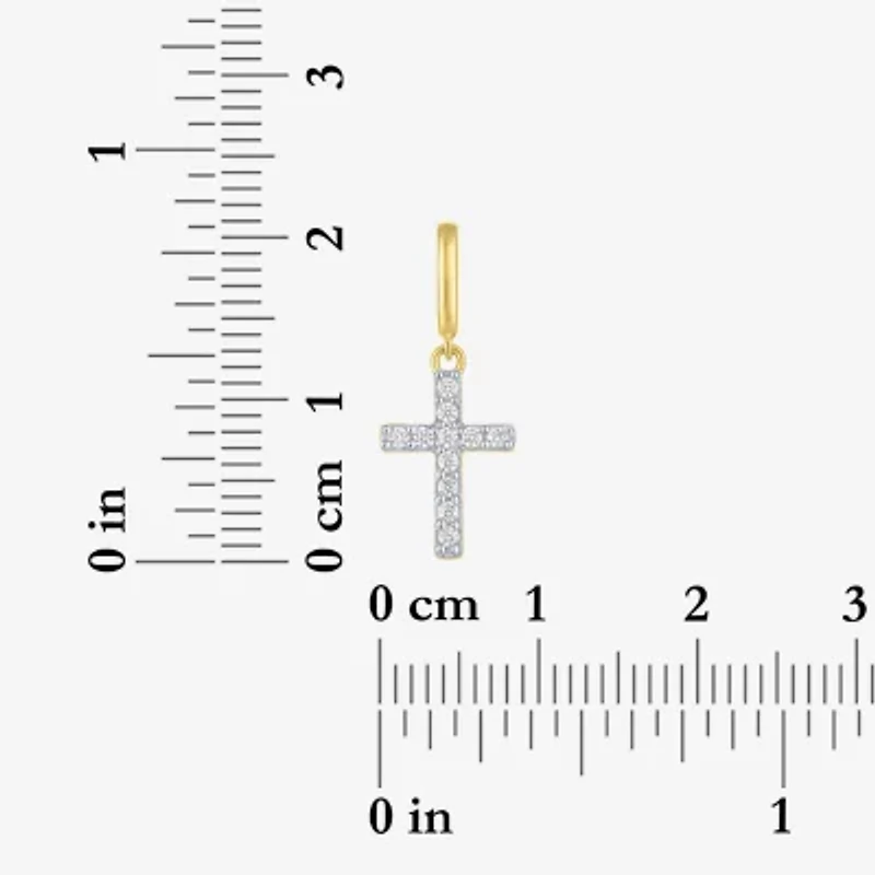 Charmed by Diamond Addiction Cross (G-H / Si2- I1) Womens 1/10 CT. T.W. Lab Grown White 14K Gold Over Silver Pendant