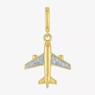 Charmed by Diamond Addiction Airplane (G-H / Si2- I1) Womens Accent Lab Grown White 14K Gold Over Silver Pendant