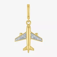 Charmed by Diamond Addiction Airplane (G-H / Si2- I1) Womens Accent Lab Grown White 14K Gold Over Silver Pendant