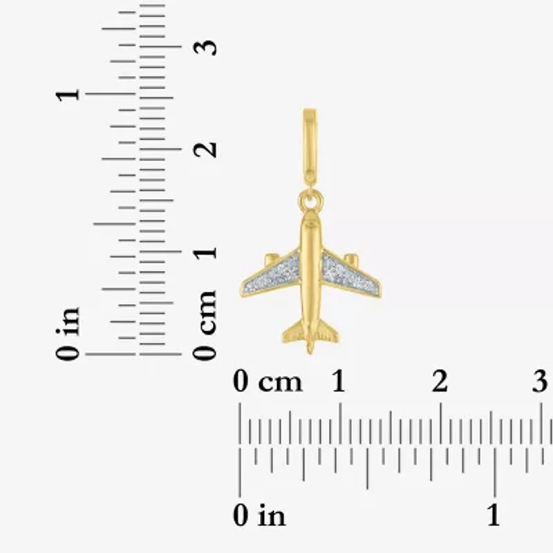 Charmed by Diamond Addiction Airplane (G-H / Si2- I1) Womens Accent Lab Grown White 14K Gold Over Silver Pendant