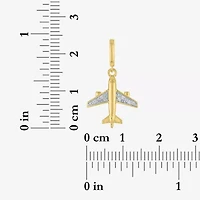Charmed by Diamond Addiction Airplane (G-H / Si2- I1) Womens Accent Lab Grown White 14K Gold Over Silver Pendant