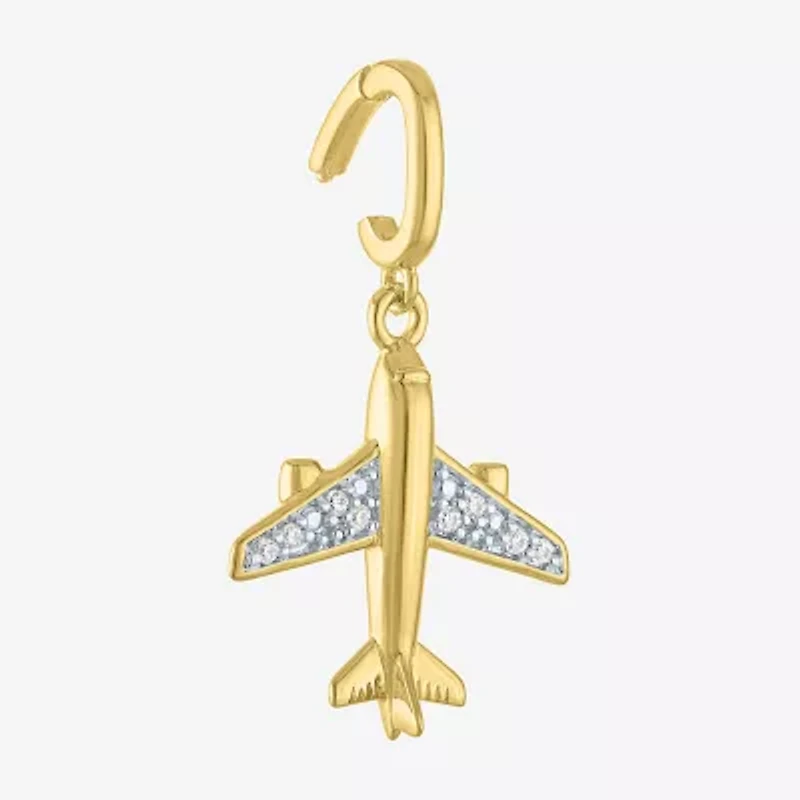Charmed by Diamond Addiction Airplane (G-H / Si2- I1) Womens Accent Lab Grown White 14K Gold Over Silver Pendant