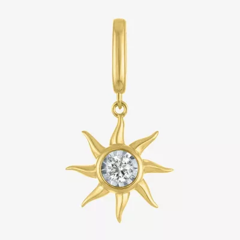 Charmed by Diamond Addiction Sun (G-H / Si2- I1) Womens Accent Lab Grown White 14K Gold Over Silver Sunburst Pendant