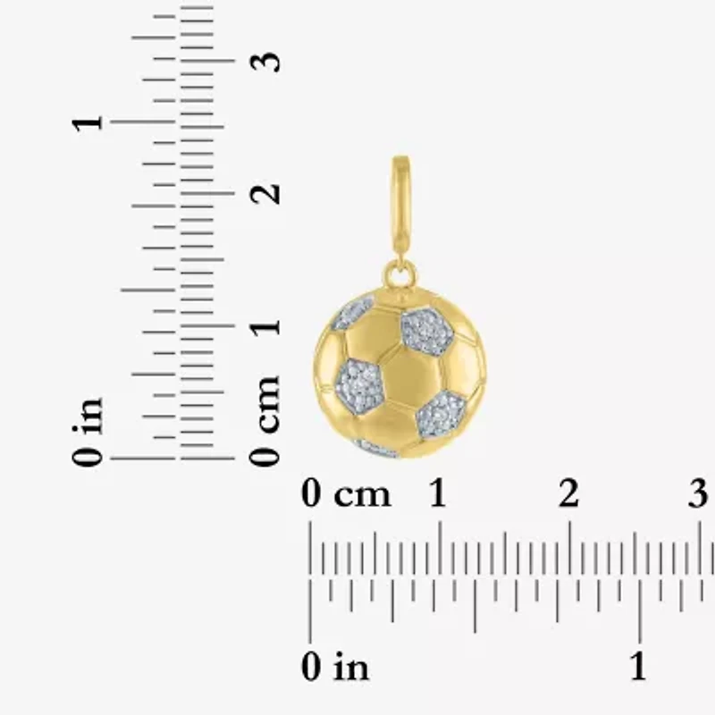 Charmed by Diamond Addiction Soccer Ball (G-H/ Si2-I1) Womens Accent Lab Grown White 14K Gold Over Silver Pendant