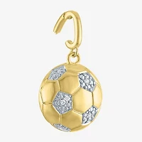 Charmed by Diamond Addiction Soccer Ball (G-H/ Si2-I1) Womens Accent Lab Grown White 14K Gold Over Silver Pendant